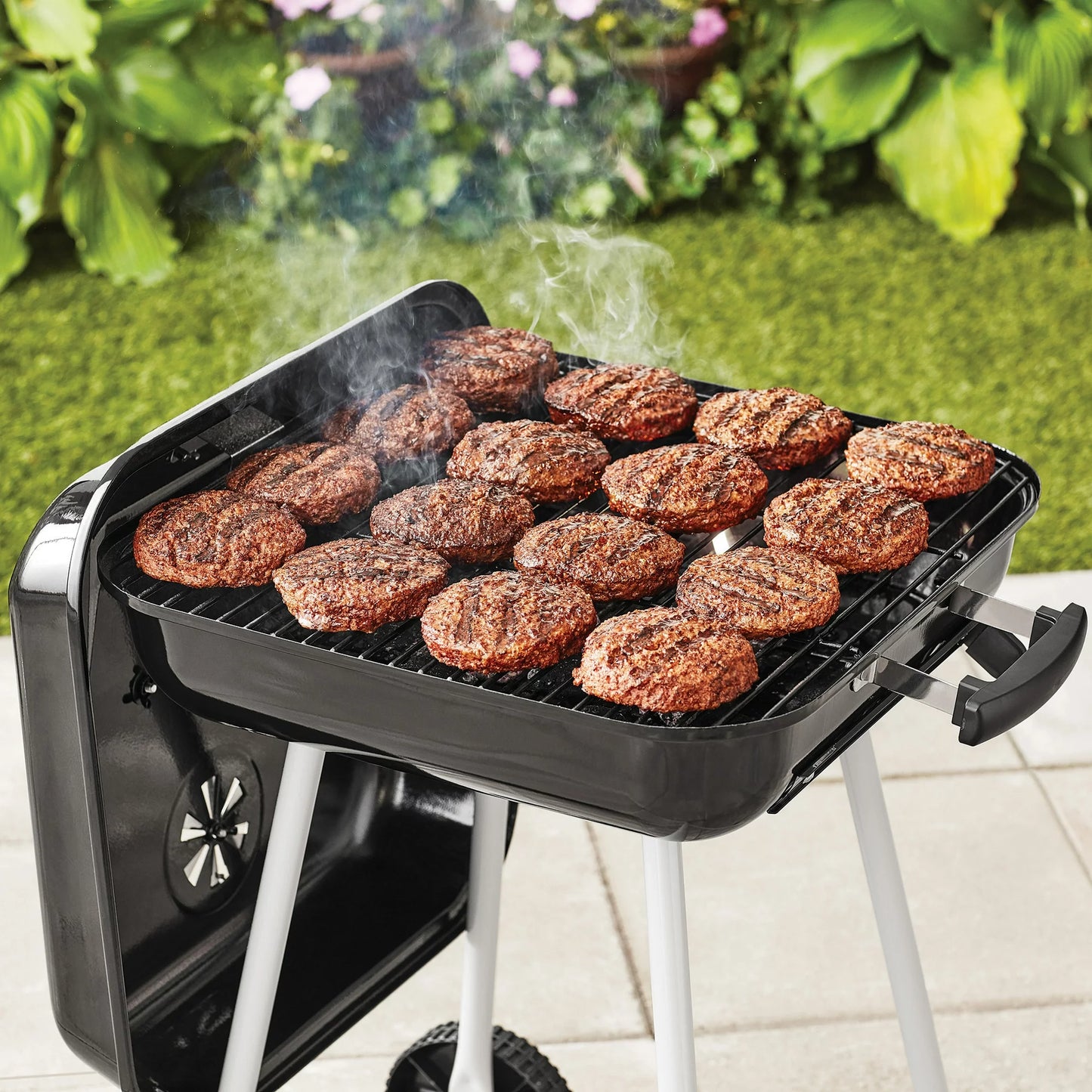 Expert Grill 17.5" Square Steel Charcoal Grill with Wheels, Black