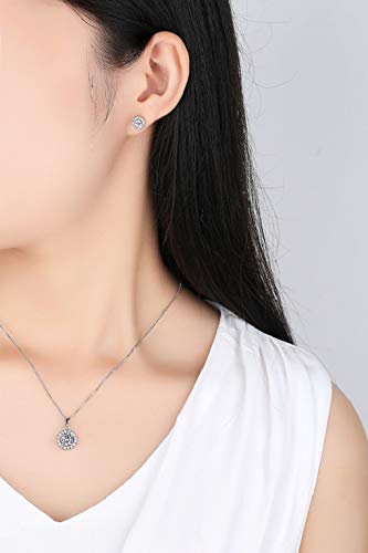 Harlorki Women Lady's Shiny Rhinestone Pendent 925 Silver Plated Crystal Wedding Necklace Earrings Finger Ring Jewelry Set