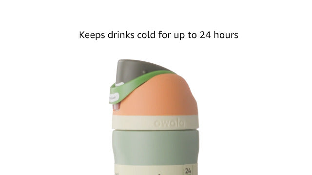 Owala FreeSip Insulated Stainless Steel Water Bottle with Straw for Sports and Travel, BPA-Free, 24-oz, Orange/Green (Camo Cool)