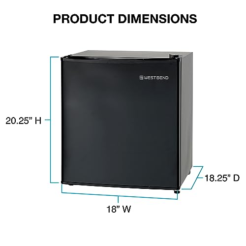 West Bend Mini Fridge Compact Refrigerator for Home Office or Dorm, Auto Defrost with Reversible Door, Energy Star Rated, 1.7-Cu.Ft., Black