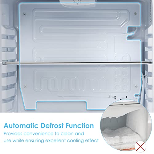 COSTWAY Compact Refrigerator, 2.4 cu ft. Single Door Small Fridge with Auto Defrost, Adjustable Temperature 32℉ to 50℉, Reversible Door, Removable Glass Shelves, Mini Fridge for Bedroom, Apartment, White