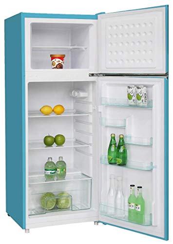 RCA RFR786-BLUE 2 Door Apartment Size Refrigerator with Freezer, 7.5 cu. ft, Retro Blue
