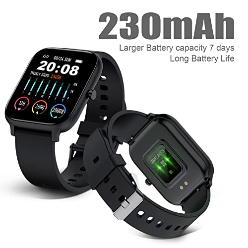 Smart Watch for Men Women Compatible with iPhone Samsung Android Phone 1.69 inch Full Touch Screen IP68 Waterproof Bluetooh Fitness Tracker Heart Rate / Sleep Monitor, Black