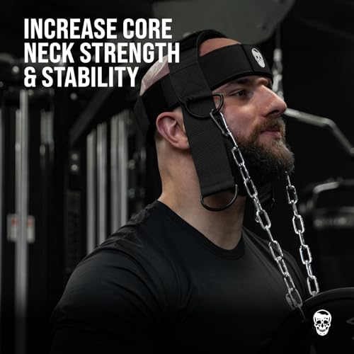 Gymreapers Neck Harness, Improve Neck Strength and Reduce Neck Pain - Neck Trainer with 29” Heavy Duty Stainless Steel Chain, Adjustable Neoprene Strap, Neck Harness for Gym & Home Use