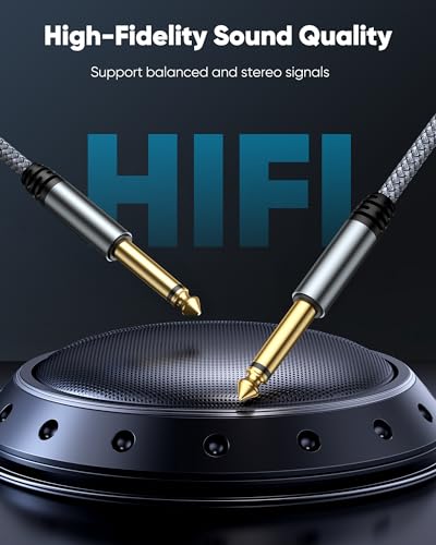 Highwings Guitar Cable 10FT,2-Pack 1/4 Inch Instrument Cable 6.35mm (1/4) TS to 6.35mm (1/4) TS Audio Cable Male to Male Straight-to-Straight for Electric Guitar, Mandolin,Bass AMP, Keyboard, Mixer
