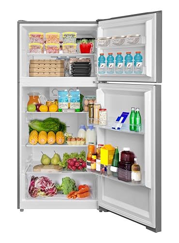SMETA Refrigerator 14.2 Cu Ft Counter Depth Refrigerators with Top Freezer, Apartment Kitchen Full Size Fridge 30 Inch, Upright Top Mount Garage Refrigerators, Double Door, Frost Free, Ice Maker Ready