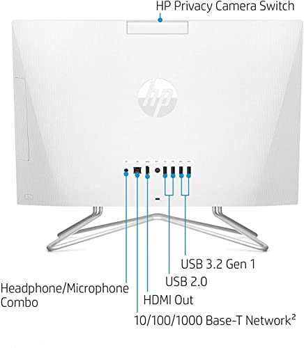 HP 2022 Newest All-in-One Desktop, 21.5" FHD Display, Intel Celeron J4025 Processor, 8GB RAM, 256GB PCIe SSD, Webcam, WiFi, HDMI, RJ-45, Wired Keyboard&Mouse, Windows 11 Home, White