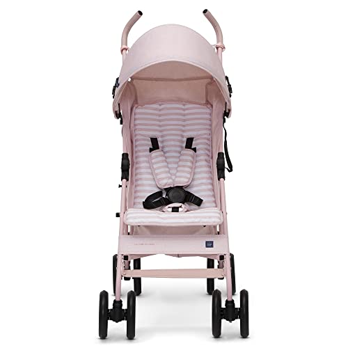 babyGap Classic Stroller - Lightweight Stroller with Recline, Extendable Sun Visors & Compact Fold - Made with Sustainable Materials, Pink Stripes