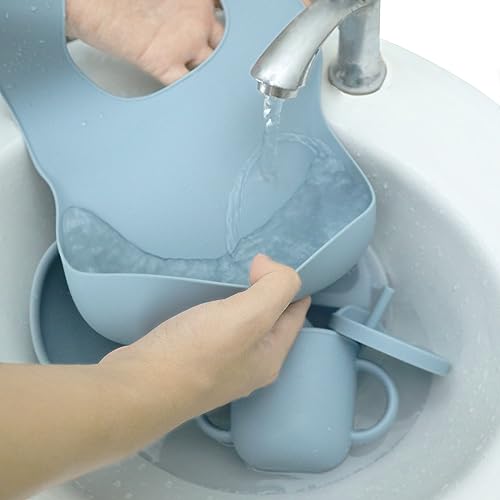 Tinker'sTreats - Silicone Baby Feeding Set, Baby Led Weaning Supplies, Suction Plates for Baby, Suction Bowls for Baby, Baby Silverware Set, Baby Utensils, Feeding Supplies (Blue)