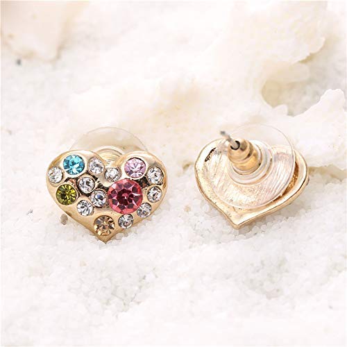 Women Necklace Earring Colorful Heart Pendant Girl Chain Collar Ear Studs Party Wedding Jewellery Set Love Gift Practical treatment