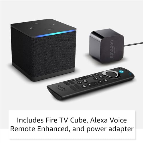 Amazon Fire TV Cube, Hands-free 4K ultra HD streaming device, free and live TV without satellite or cable, Wi-Fi 6E support