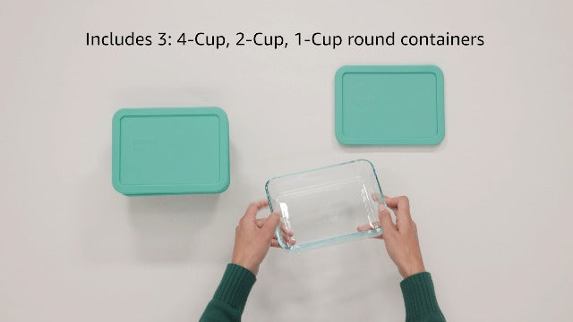 Pyrex Simply Store Glass Food Storage Container Set with Lid, Rectangular Glass Storage Containers with Lid, BPA-Free Lid, Dishwasher, Microwave and Freezer Safe, 24 Piece