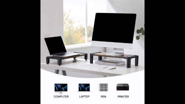 HUANUO Monitor Stand Computer Riser, Monitor Stand for Desk with Adjustable Height and 2 Platforms, Ergonomic Computer Riser, Monitor Riser for Laptops and Monitors