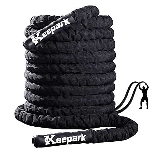 Jump Rope Battle Rope Exercise Rope 1.5inch,Heavy Exercise Rope Weighted Jump Rope 40ft, Battle Rope 40ft,Training Heavy Rope for Workout Exercise