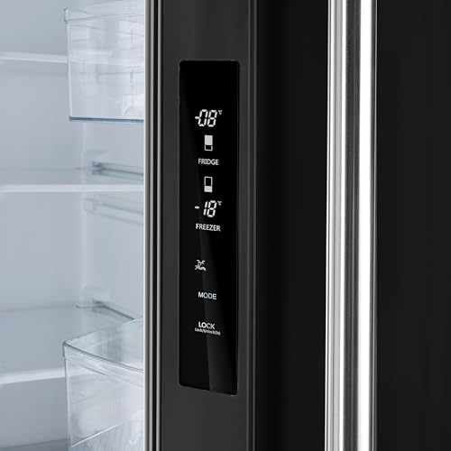 Forno 36'' Espresso Gallipoli French Door Stainless Steel Refrigerator - 17.5 Cu.ft Kitchen Fridge with LED Display and Ice Maker - Frost-free Swing Double Door Fridge with Inverter Compressor, Black