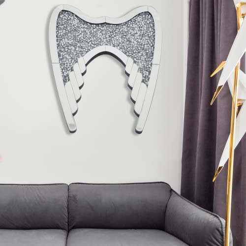 Guardian Angel Wing Crystal Rhinestone Diamond Glass Mirror for Home Decoration Wall Hang Mirror Glass Diamond Décor