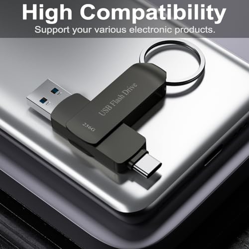 USB Flash Drive 256GB USB C Thumb Drive Android Phone Photo Stick High Speed Data Storage Memory Stick BEIMI for Android USB C Phone Devices Pad Air MacBook Pro and Computers Black 256G