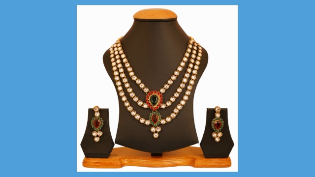 Touchstone "Contemporary Kundan Collection Indian bollywood elegant Kundan polki look light jewelry necklace set in gold tone for women