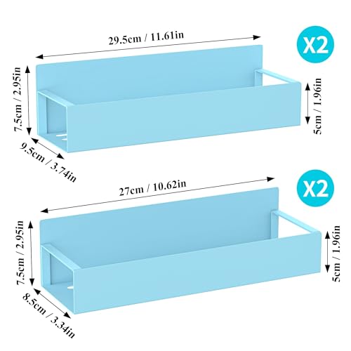 4 Pack Magnetic Spice Storage Rack Organizer for Refrigerator and Oven, Blue Fridge Organizers and Storage
