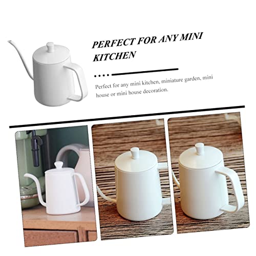 VICASKY 4pcs Simulation Coffee Pot Mini Coffee Kettle Statue Decor Mini Tea Kettle Decoration Mini Coffee Maker Mini Teapot Home Décor Mini House Furniture Metal White Lighthouse