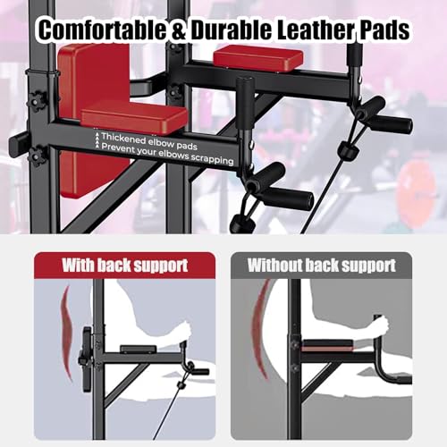 Power Tower Pull Up Bar for Home Gym, Multi-Function Pull Up Bar Stand Dip Bar Station, Adjustable Height Workout Dip Station Strength Training Fitness Equipment
