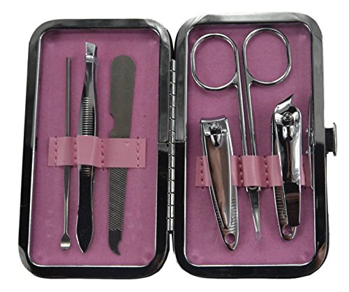 6-Piece Stainless Steel Manicure Pedicure Set,Travel & Grooming Set, Personal Care Tools, Nail Scissors Nail Clippers Kit with Leather Case