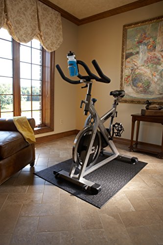 Supermats High Density Commercial Grade Solid Equipment Mat 27GS Made in U.S.A. for Indoor Cycles Exercise Bikes and Steppers (3 Feet x 4 Feet) (36-Inch x 48-Inch) (91.44 cm x 121.92 cm),Black