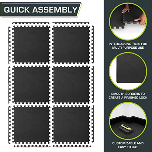 ProsourceFit Extra Thick Puzzle Exercise Mat, EVA Foam Interlocking Tiles for Protective, Cushioned Workout Flooring for Home and Gym Equipment