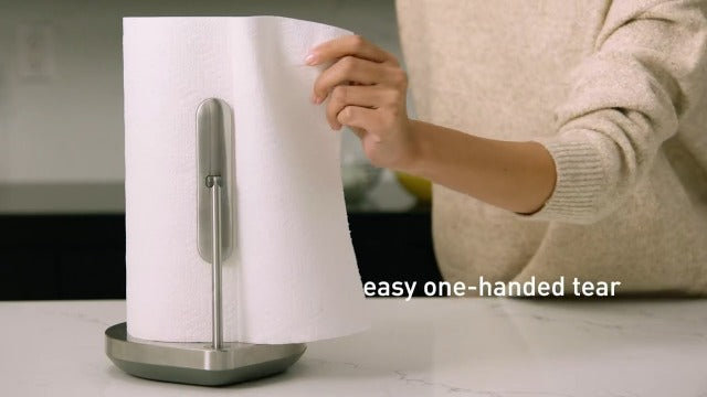 simplehuman Standing Paper Towel Holder with Spray Pump, Brushed Stainless Steel