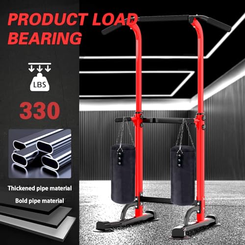 soges Power Tower Pull Up Bar Station, Free Standing Pull Up Rack Dip Station for Home Gym, Height Adjustable Home Strength Training Fitness Workout Equipment
