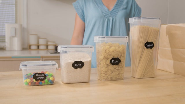Vtopmart Airtight Food Storage Containers with Lids, 24 pcs Plastic Kitchen and Pantry Organization Canisters for Cereal, Dry Food, Flour and Sugar, BPA Free, Includes 24 Labels
