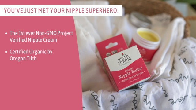 Organic Nipple Butter™ Breastfeeding Cream by Earth Mama | Postpartum Essentials Safe for Nursing, Non-GMO Project Verified, No Lanolin, 2-Fluid Ounce