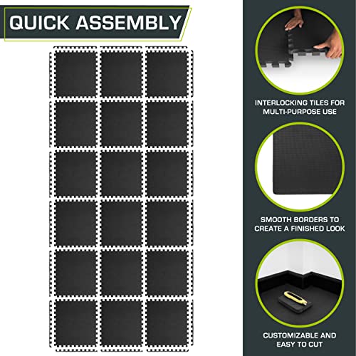 ProsourceFit Extra Thick Puzzle Exercise Mat, EVA Foam Interlocking Tiles for Protective, Cushioned Workout Flooring for Home and Gym Equipment