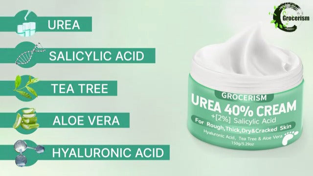 Urea Cream 40 Percent For Feet Plus 2% Salicylic Acid 5.29 oz || Foot Cream and Hand Cream Maximum Strength with Hyaluronic Acid,Tea Tree,and Aloe Vera For Deep Moisturizes,Callus Remover
