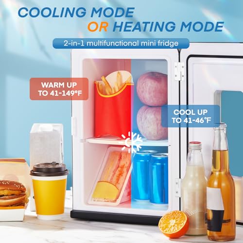 NORTHCLAN Mini Fridge, 15 L/21 Can Personal Refrigerator, Portable Cooler &Warmer, Beverage & Skincare, 110V/12V, Black, Width 11.8", Black