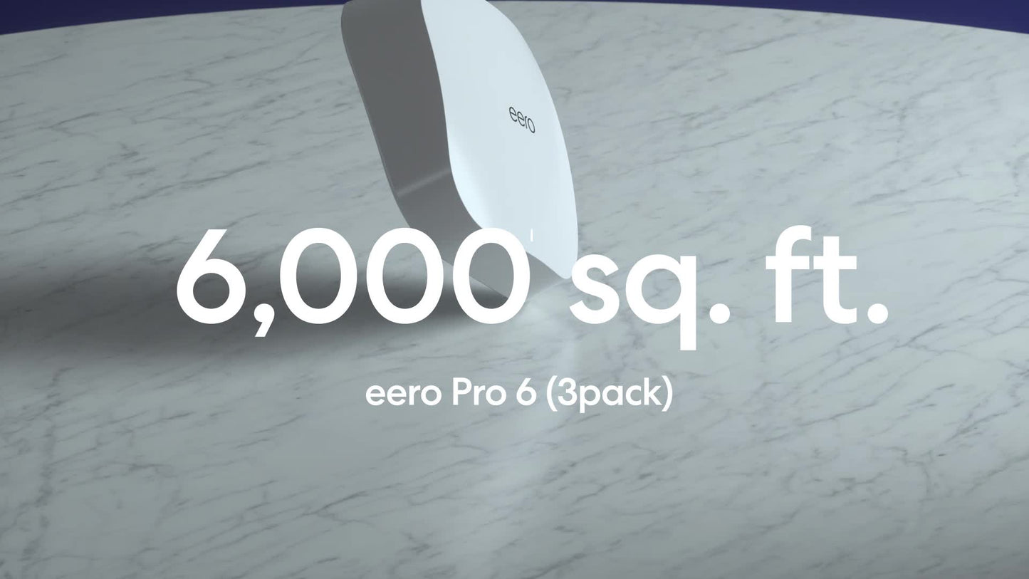 Amazon eero 6 mesh Wi-Fi system | Supports speeds up to 500 mbps | Connect to Alexa | Coverage up to 4,500 sq. ft. | 3-pack, one router + two extenders, 2020 release