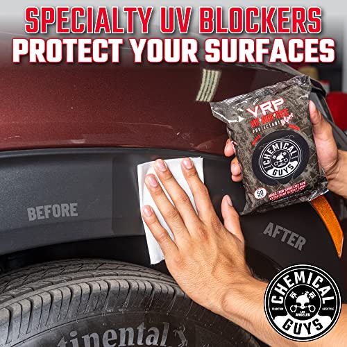 Chemical Guys PMWTVD10750 VRP Shine and Protectant Wipes Mega 50 Pack, For Vinyl, Rubber and Plastic Non-Greasy Dry-to-the-Touch Long Lasting Super Shine Dressing for Tires, Trim and More, (50 Ct)