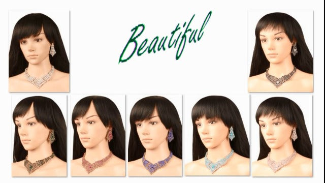 Touchstone Indian Bollywood Tinsel Town Traditional Western Taste Studded Diamond Look Rhinestones Designer Bridal Jewelry Necklace Set For Women
