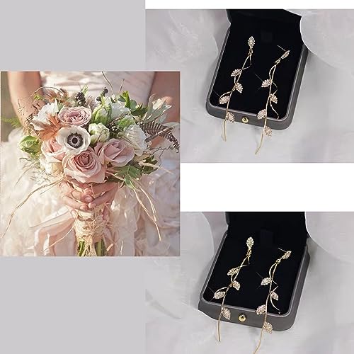 Crystal Wedding Earrings for Bridal Bridesmaid ,Bride Drop Earrings Gold Chandelier Dangle Earrings for Women, Cubic Zirconia Rhinestone Dangling Earrings Prom Party Jewelry Gifts
