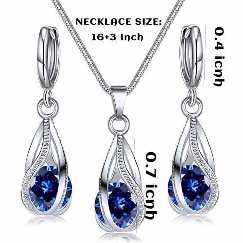 IFKM silver Jewelry Sets for women girls Rhinestone Crystal CZ Bridal Bridesmaid Accessories Necklace Earrings set for Wedding Prom Anniversary Birthday Gifts