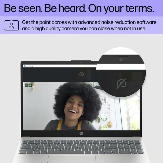 hp 15.6" Portable Laptop, FHD Display, AMD Dua-Core Processor, 16GB RAM, 128GB Storage, Wi-Fi 6, Webcam, HDMI, Numeric Keypad, Windows 11 Home, Natural Silver