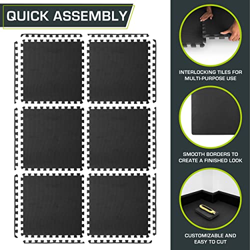 ProsourceFit Extra Thick Puzzle Exercise Mat, EVA Foam Interlocking Tiles for Protective, Cushioned Workout Flooring for Home and Gym Equipment