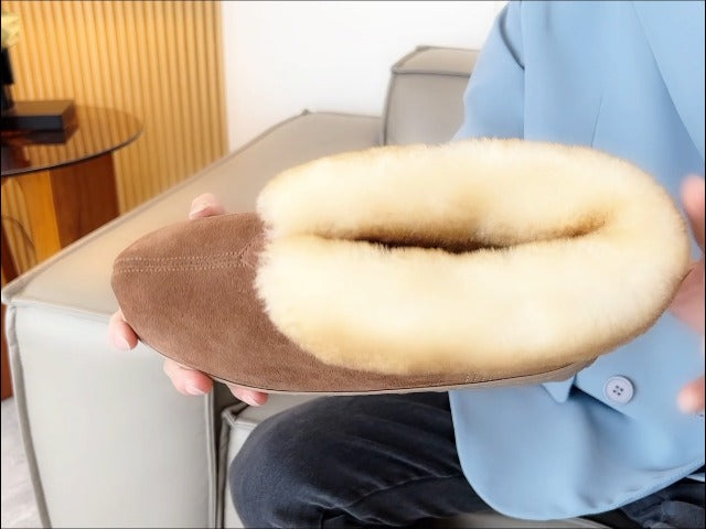 Men's Sheepskin Boot Slippers Indoor Outdoor Ankle Booties with