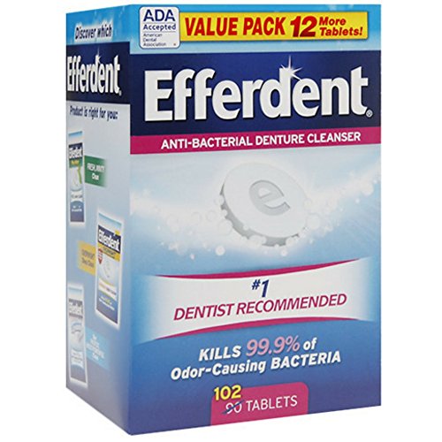 Efferdent Retainer Cleaning Tablets, Denture Cleaning Tablets for Dental Appliances, Complete Clean, 102 Count. (Pack of 12)