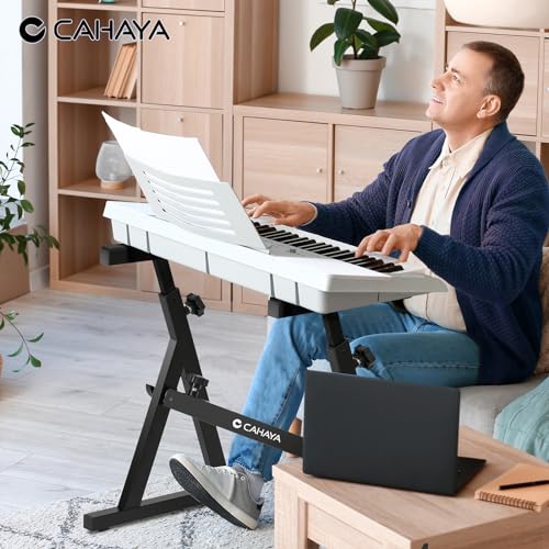 CAHAYA Keyboard Stand Heavy Duty: Z Style Piano Stands Stable and Portable with Height and Width Adjustable Fits for 61 76 88 Keys Electric Pianos CY00366-1