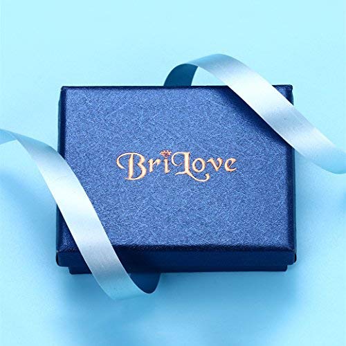 BriLove Women's Teardrop Crystal Statement Necklace Cluster Hollow Dangle Earrings Chain Bracelet Bib Jewellery Set for Wedding Bride Bridesmaid