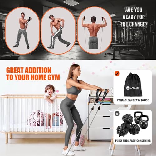 7-in-1 Resistance Band Set with Door Anchor: 350/420 lbs - Complete Exercise Equipment for Home | Diverse Workout Equipment Home Gym | Ideal for Strength Training & Fitness