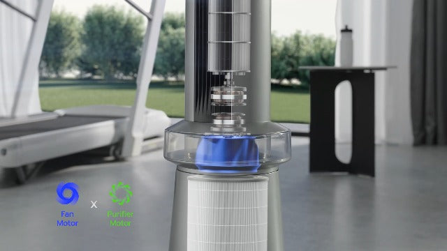 Dreo Air Purifier Tower Fan, 45" 2-in-1 Smart Fan for Bedroom, 27ft/s Velocity, 120°Oscillation, 24H Timer, APP Control Bladeless Fans for Home, 25dB Low Noise, Standing Fan Works with Alexa, MC710S