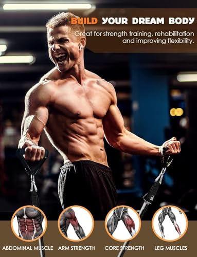 WHATAFIT Resistance Bands, Exercise Bands,Resistance Bands for Working Out, Work Out Bands with Handles for Men and Women Fitness, Strength Training Home Gym Equipment