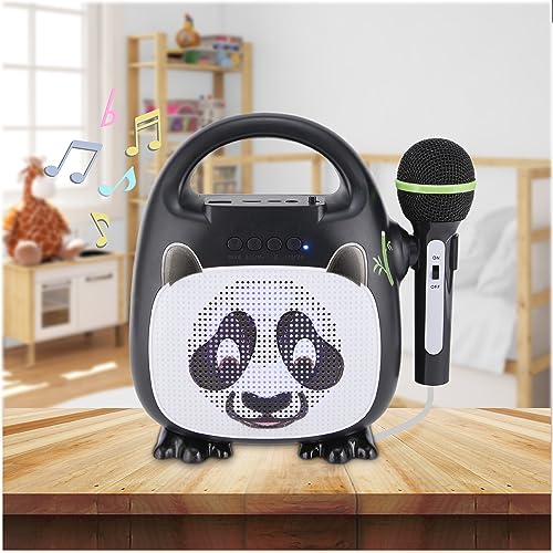Singimals Kids Karaoke Speaker with Microphone - Unleash Your Child's Inner Superstar, Bluetooth v5.1, 12H Playtime, 5W Speaker, Multicolor LED Lighting, Bam Bam The Panda